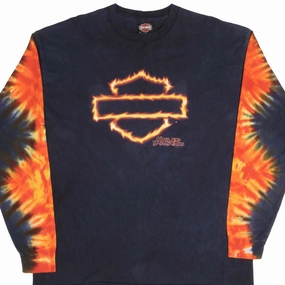 Casual Appeal Smooth Finish VINTAGE HARLEY DAVIDSON TIE DYE LONG SLEEVES TEE SHIRT 2001 XL MADE IN USA