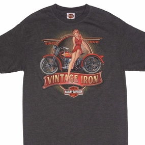 VINTAGE HARLEY DAVIDSON VINTAGE IRON 2011 TEE SHIRT SIZE MEDIUM Basic Layer Sleek Comfort Fit
