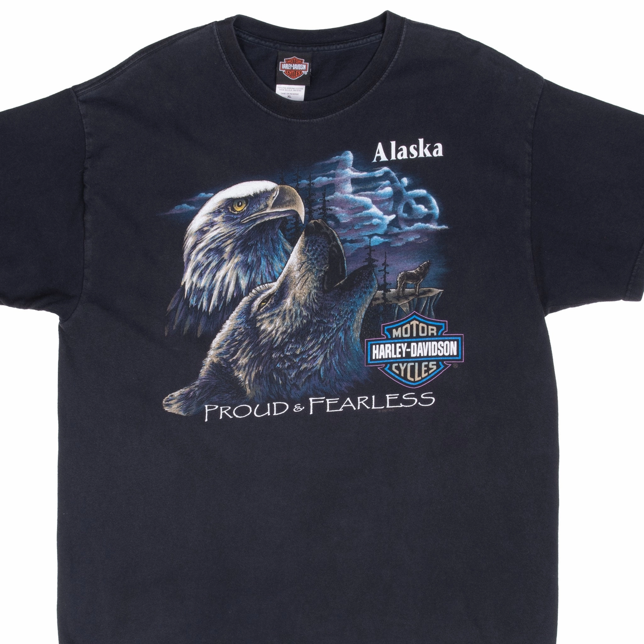 VINTAGE HARLEY DAVIDSON WOLF EAGLE ALASKA 2003 TEE SHIRT LARGE MADE IN USA Effortless Look Relaxed Design