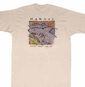 Bright Color Water Based Ink VINTAGE HAWAII SHARK GRAPHIC 1995 TEE SHIRT SIZE XL MADE IN USA