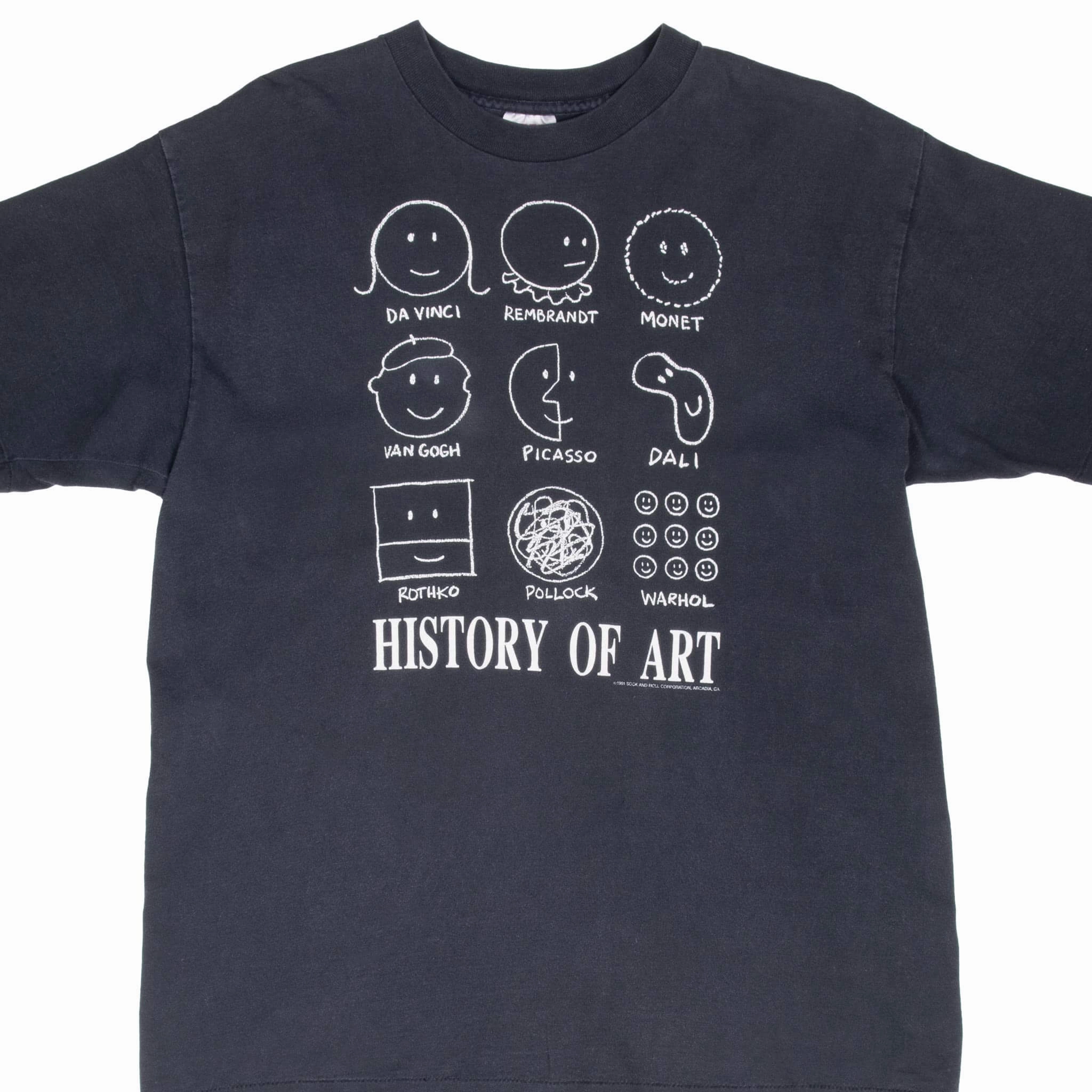 VINTAGE HISTORY OF ART TEE SHIRT 1991 LARGE MADE IN USA Stretchable Knit