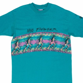 VINTAGE HONOLULU MARATHON FINISHER 1990 TEE SHIRT LARGE MADE IN USA Roomy Waist Minimalist fashion