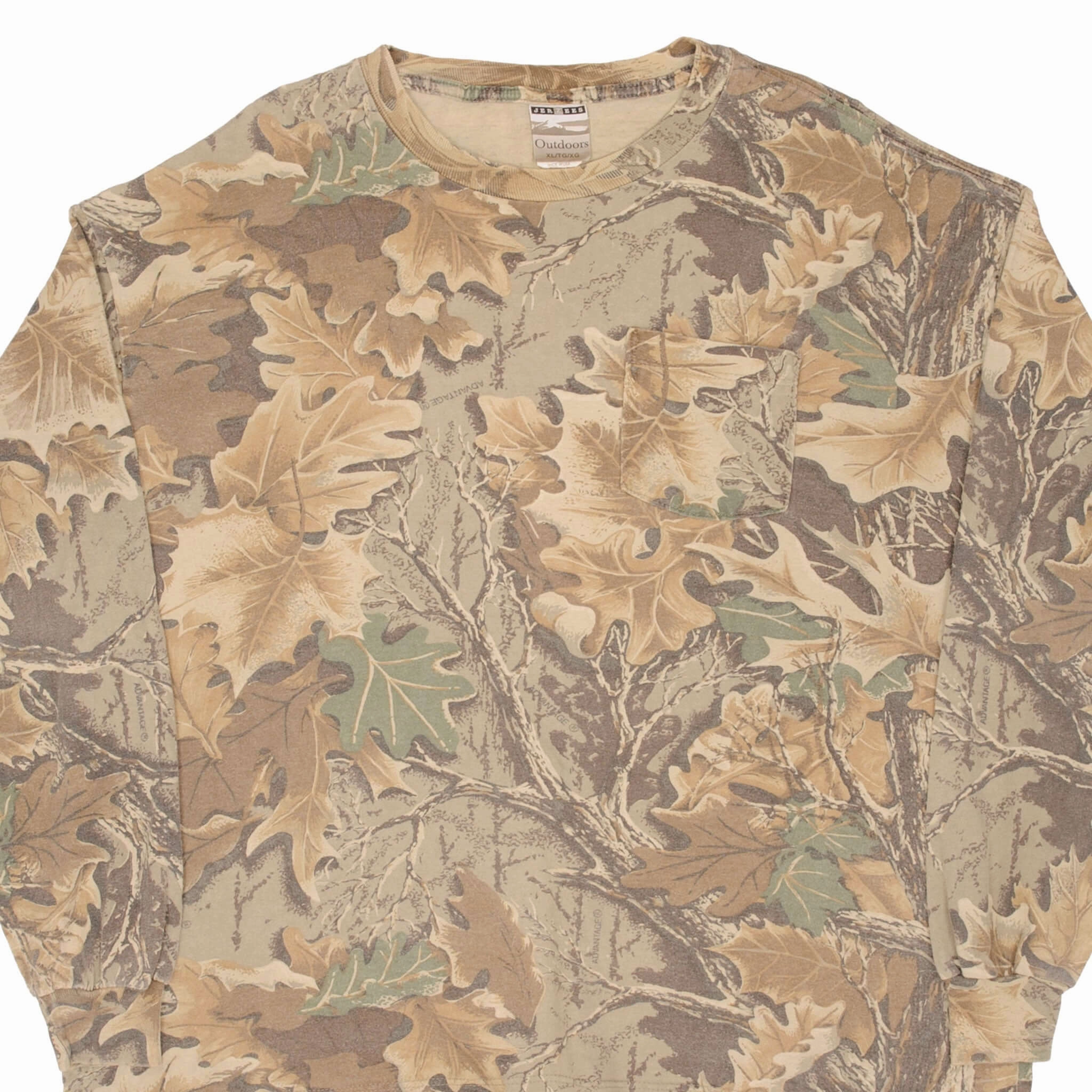 VINTAGE HUNTING ADVANTAGE CAMO LONG SLEEVE POCKET TEE SHIRT SIZE XL MADE IN USA Effortless Fashion