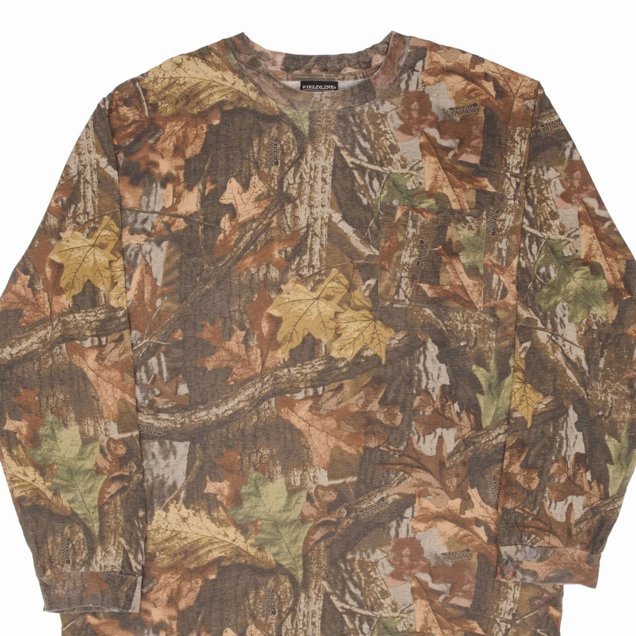 VINTAGE HUNTING ADVANTAGE TIMBER CAMO LONG SLEEVE POCKET TEE SHIRT 2000S SZE 3XL Soft touch finish Casual Comfort