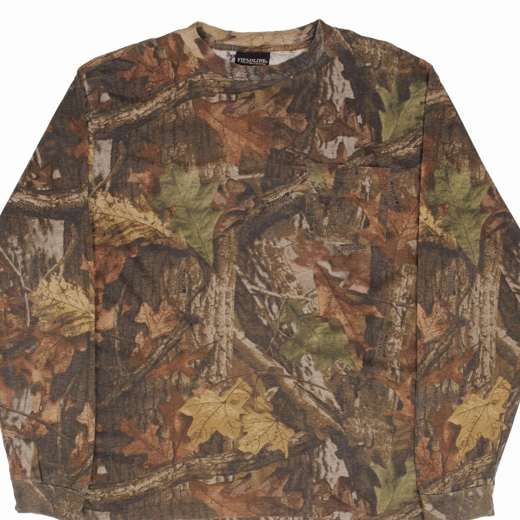 VINTAGE HUNTING ADVANTAGE TIMBER CAMO LONG SLEEVE POCKET TEE SHIRT SIZE LARGE Comfy Pieces Retro nostalgia