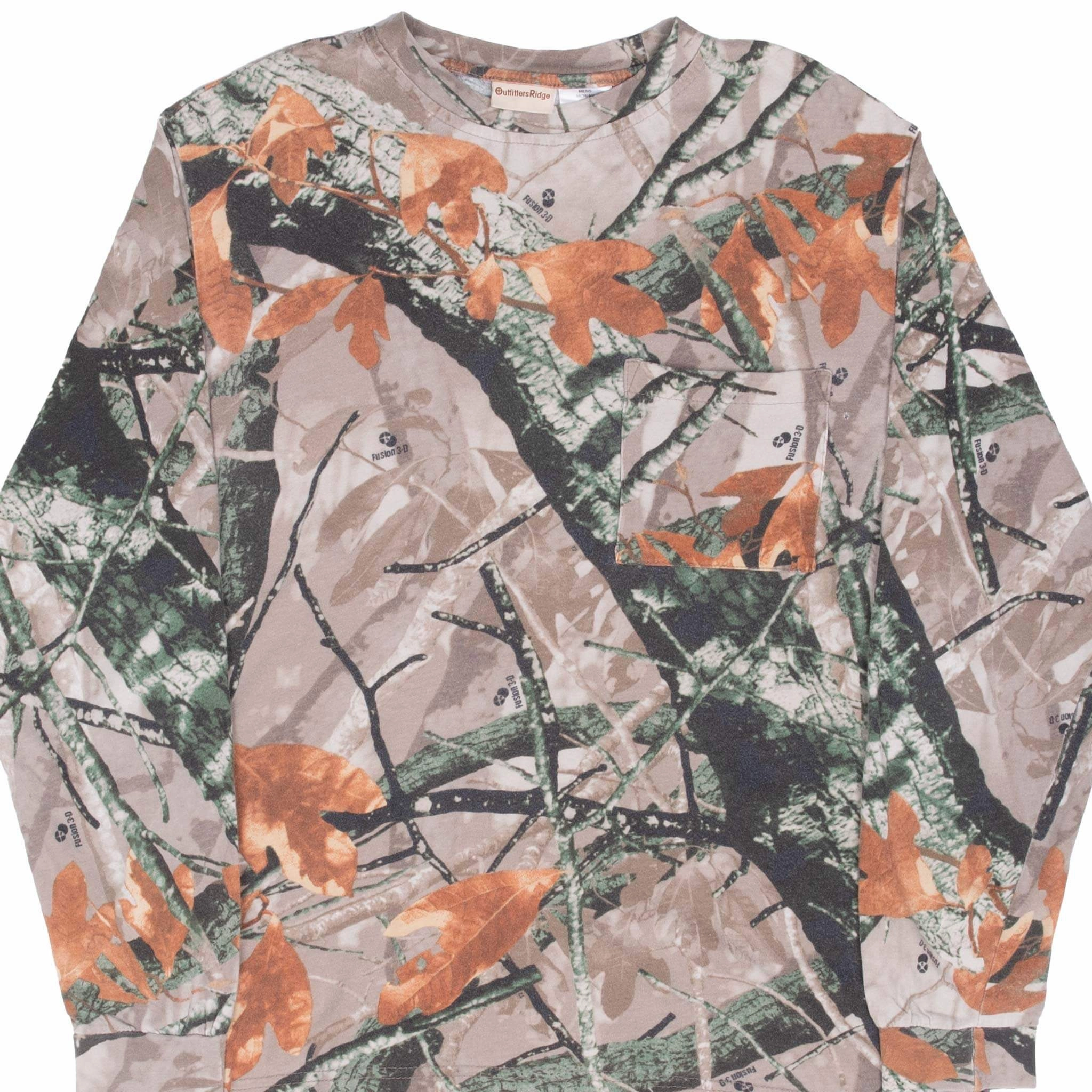 VINTAGE HUNTING FUSION 3D CAMO LONG SLEEVE POCKET TEE SHIRT MEDIUM Scoop neck femininity