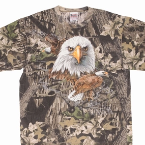 Roomy Fit Timeless and Chic VINTAGE HUNTING MOSSY OAK BREAK UP CAMO EAGLE PRINT TEE SHIRT 1990S SIZE LARGE