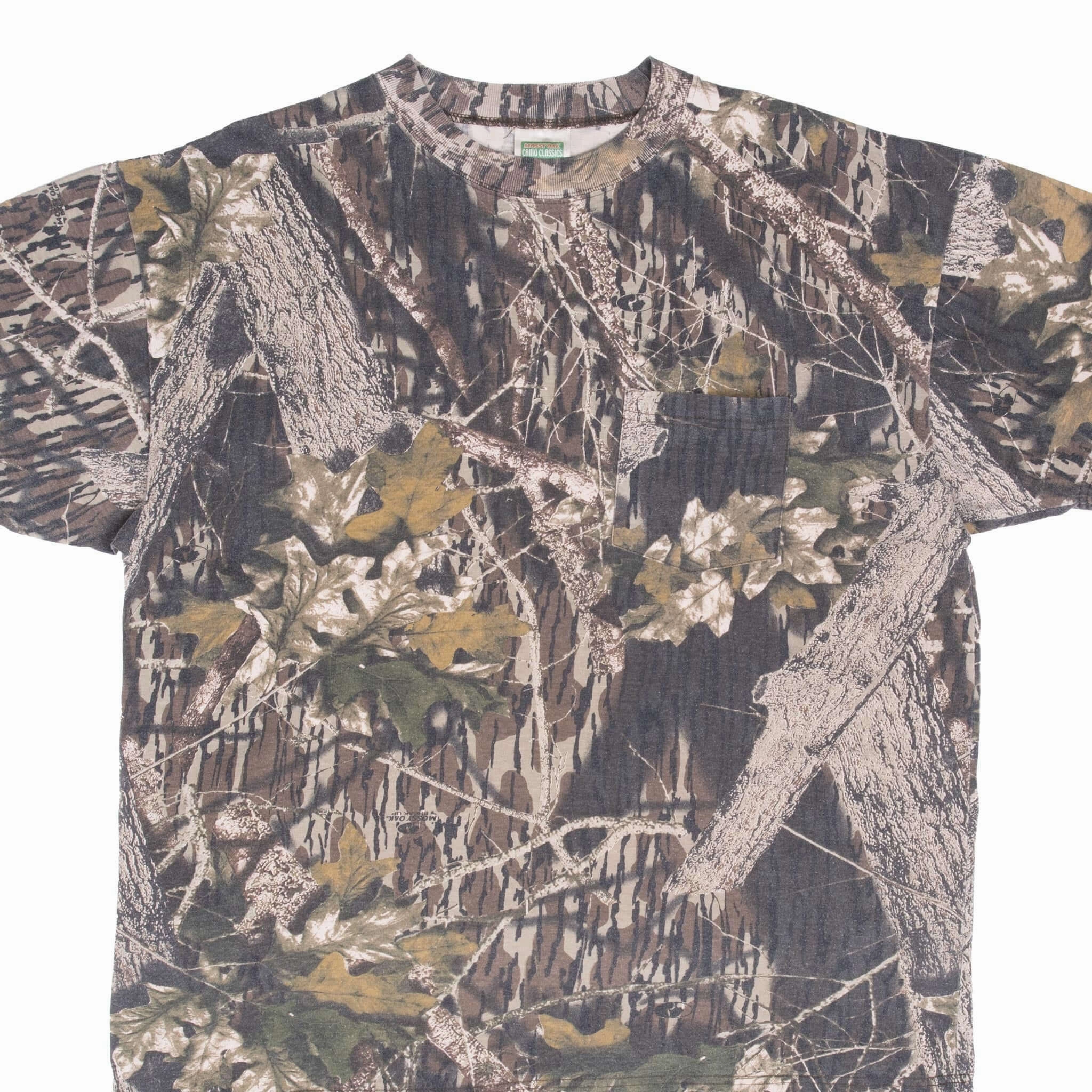 VINTAGE HUNTING MOSSY OAK BREAK UP CAMO POCKET TEE SHIRT XL Prom