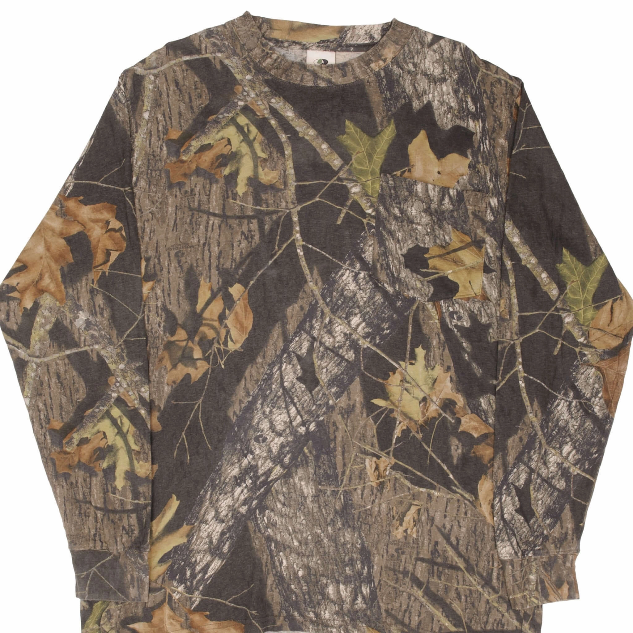 Limited Edition DurableStitching VINTAGE HUNTING MOSSY OAK CAMO LONG SLEEVE POCKET TEE SHIRT SIZE XL