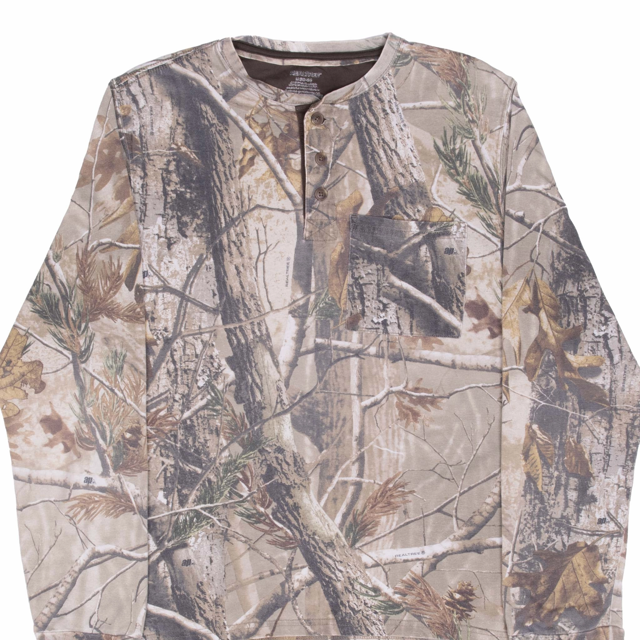 VINTAGE HUNTING REALTREE APHD CAMO LONG SLEEVE HENLEY TEE SHIRT MEDIUM Christmas