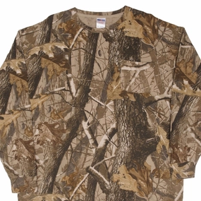VINTAGE HUNTING REALTREE HARDWOODS CAMO LONG SLEEVE POCKET TEE SHIRT SIZE 2XL Sleek Performance Fit