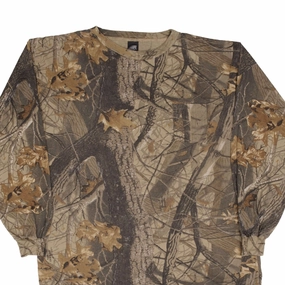 Soft and Relaxed Comfortable Casual VINTAGE HUNTING REALTREE HARDWOODS CAMO LONG SLEEVE POCKET TEE SHIRT SIZE 2XL