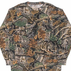 VINTAGE HUNTING SECLUSION 3D CAMO LONG SLEEVE POCKET TEE SHIRT SIZE LARGE UPF Rated Fabric