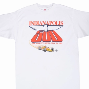 quick dry Lightweight Layer VINTAGE INDIANAPOLIS 500 INDY CAR RACING 1992 WHITE TEE SHIRT XL MADE IN USA