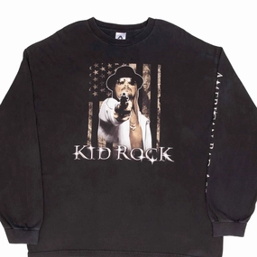 Organic Cotton Matte Look VINTAGE KID ROCK AMERICAN BAD ASS LONG SLEEVE TEE SHIRT 2000S SIZE 2XL