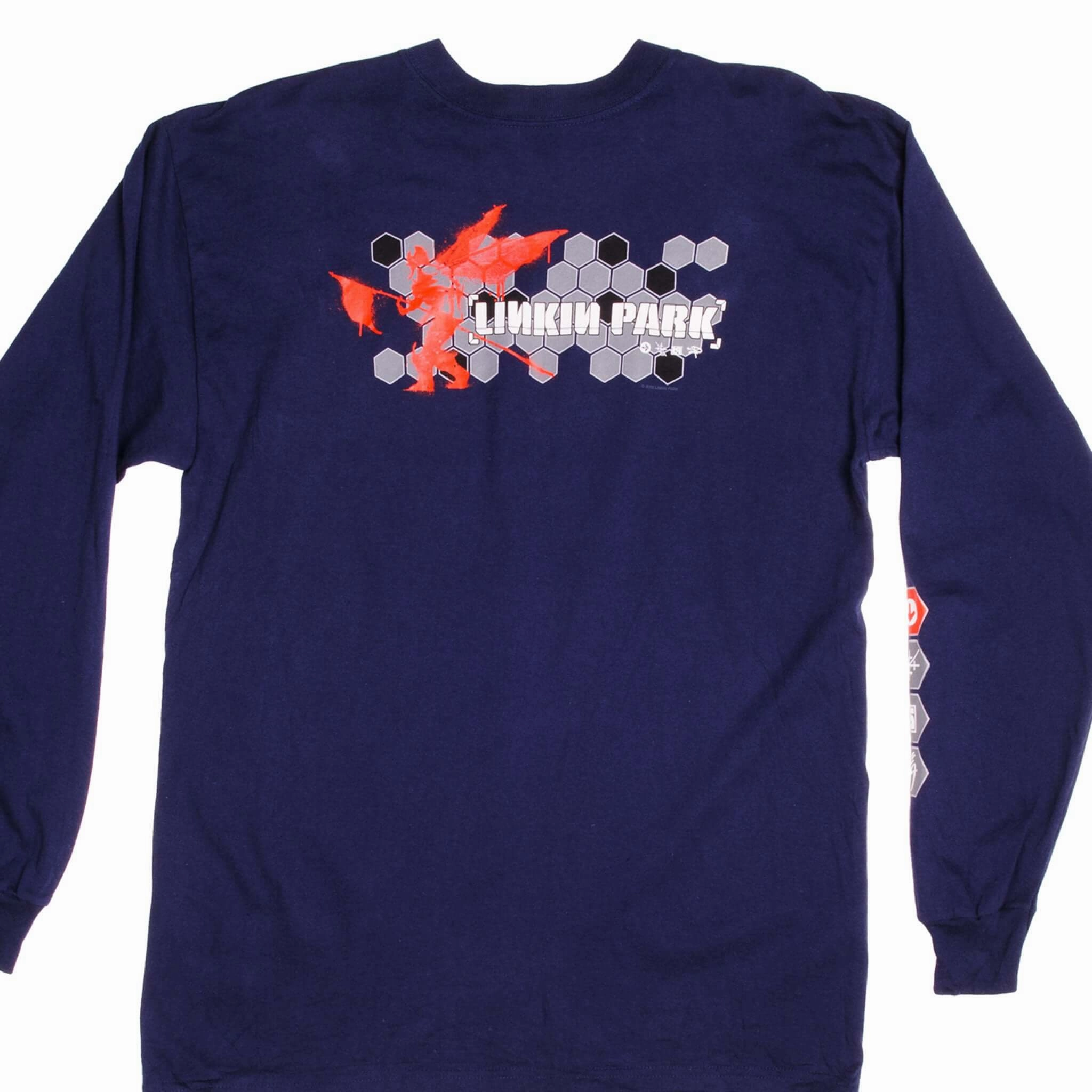VINTAGE LINKIN PARK LONG SLEEVE TEE SHIRT 2002 SIZE LARGE Flatlock stitching ZeroDistressFinish
