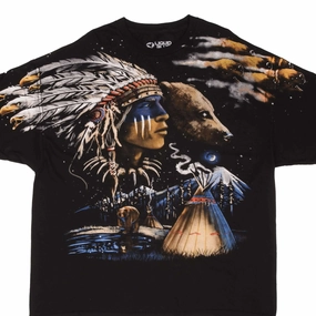 Multi Panel Structure Classic Style Trend VINTAGE LIQUID BLUE ANIMAL PRINT ALL OVER PRINT TEE SHIRT SIZE 3XL