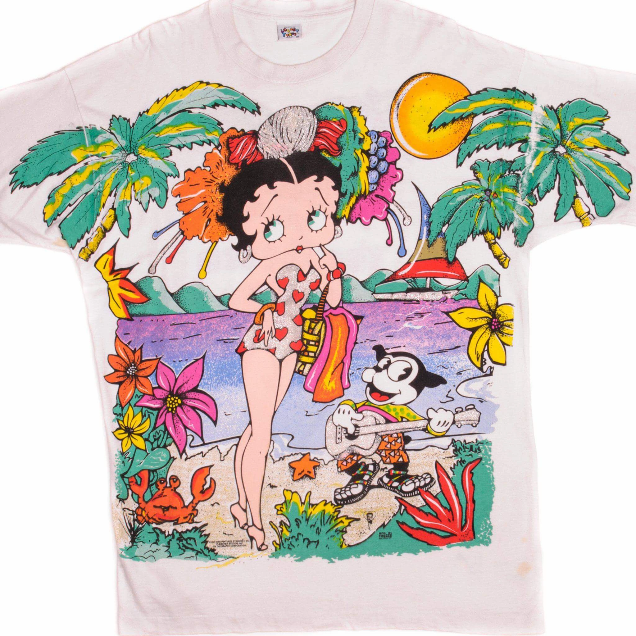 Elegant Detail VINTAGE LOONEY TUNES BETTY BOOP ALL OVER PRINT TEE SHIRT 1994 SIZE XL MADE IN USA
