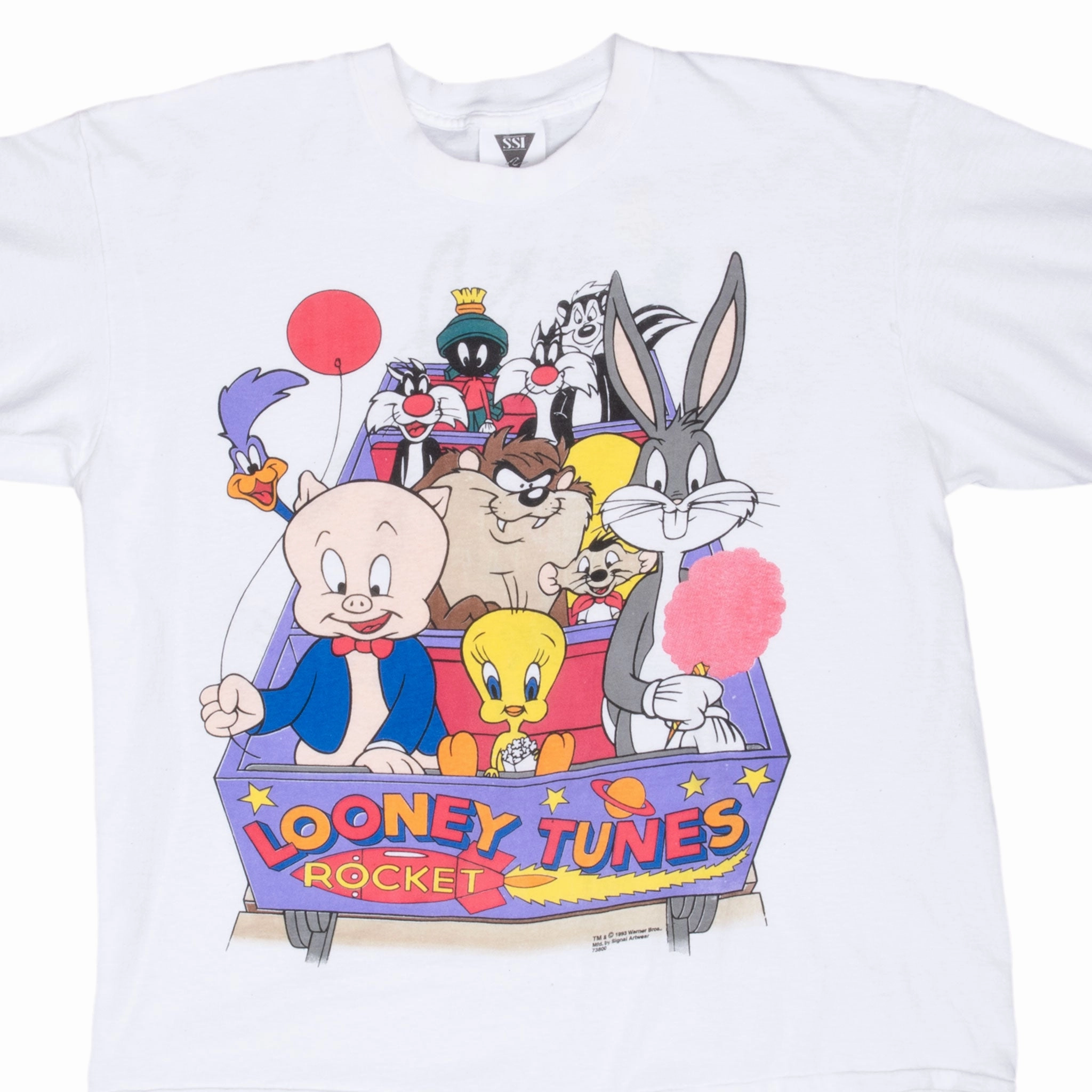 BreathableMaterial Bold Statement VINTAGE LOONEY TUNES ROCKET TEE SHIRT 1993 SIZE XL MADE IN USA