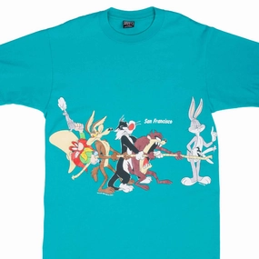 VINTAGE LOONEY TUNES SAN FRANCISCO 1994 TEE SHIRT MEDIUM MADE IN USA Low Profile Collar