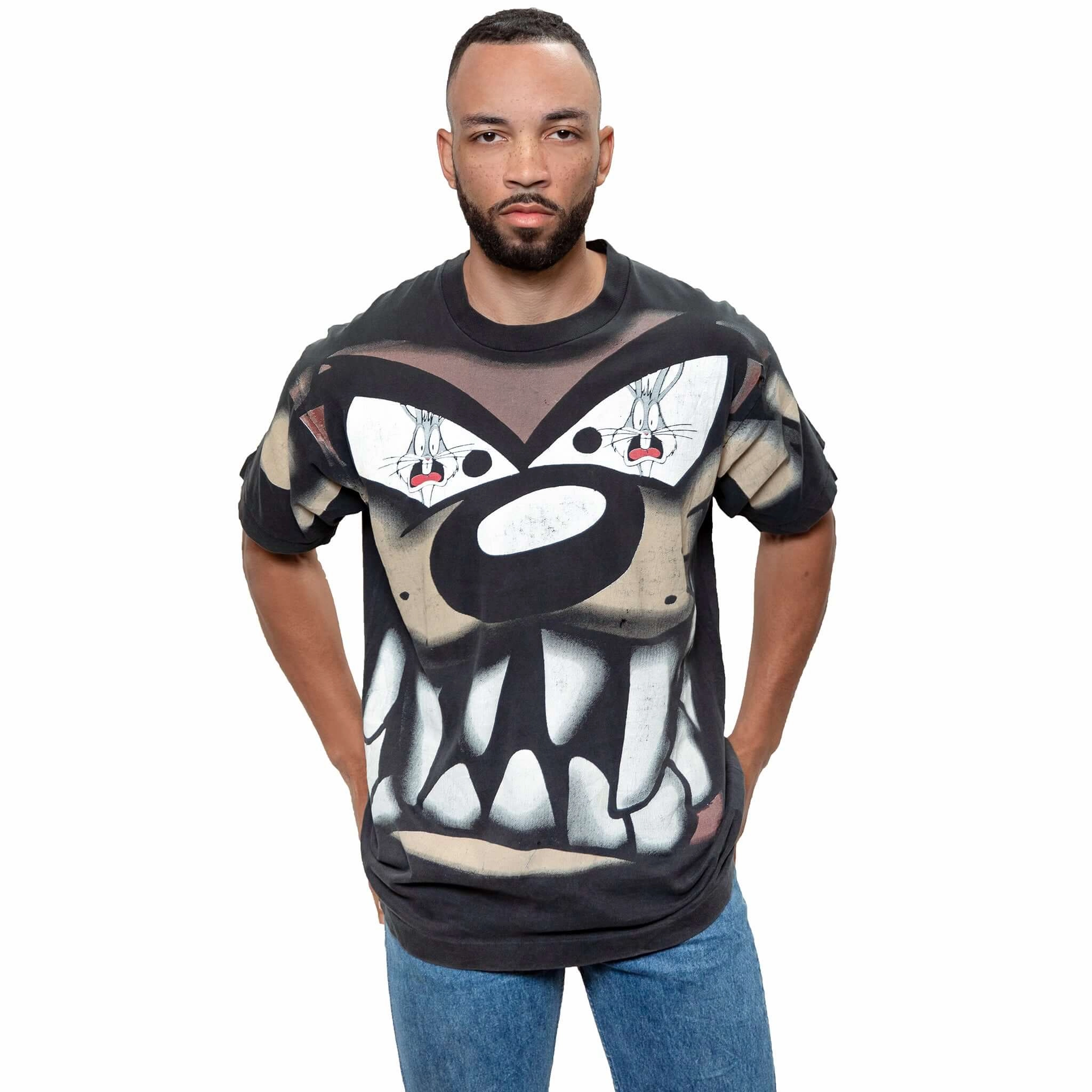 VINTAGE LOONEY TUNES TAZ AND BUGS BUNNY TEE SHIRT 1997 SIZE LARGE MADE IN USA Anti Static Treatment