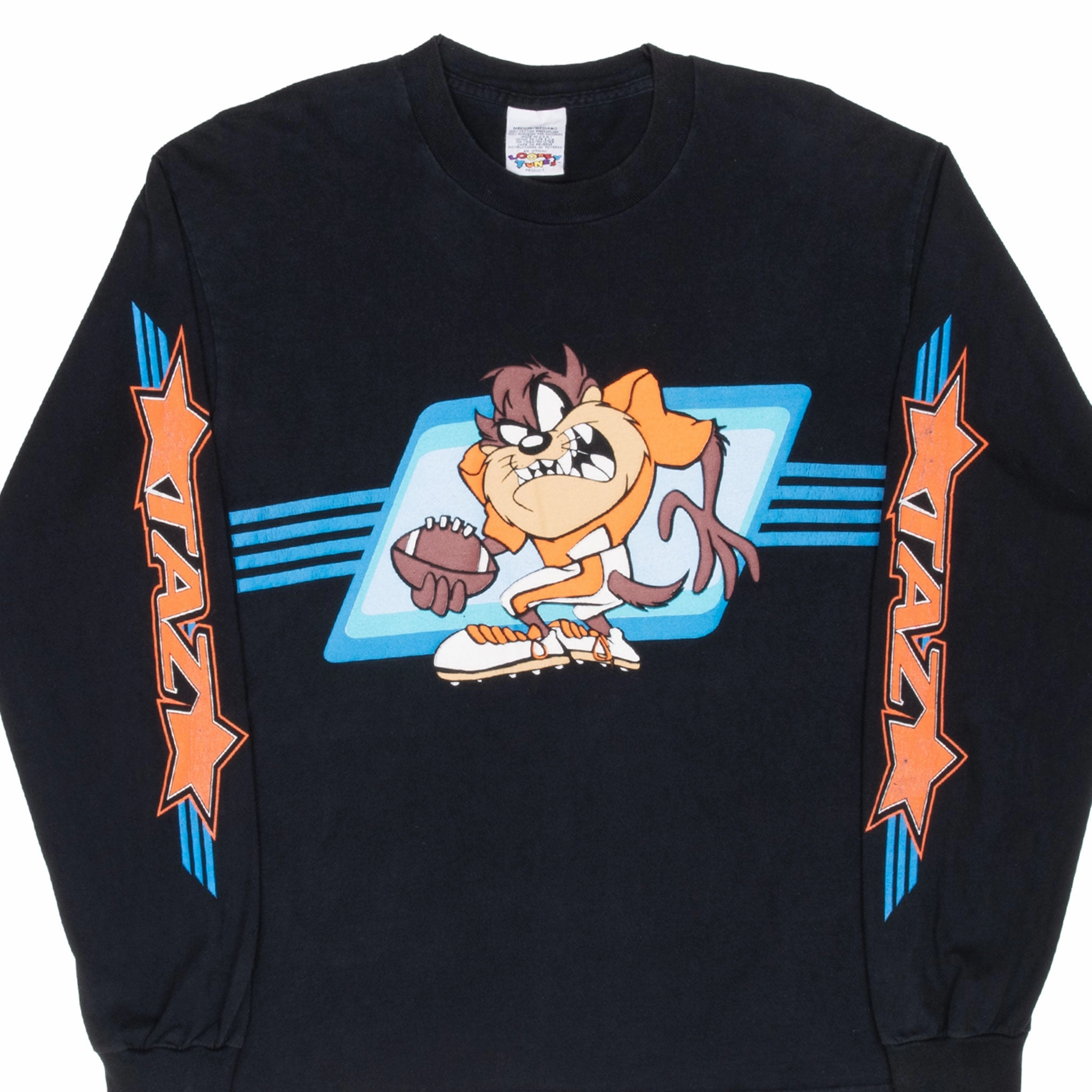 VINTAGE LOONEY TUNES TAZ FOOTBALL LONG SLEEVE TEE SHIRT 1995 MEDIUM MADE IN USA timeless Comfy Pieces