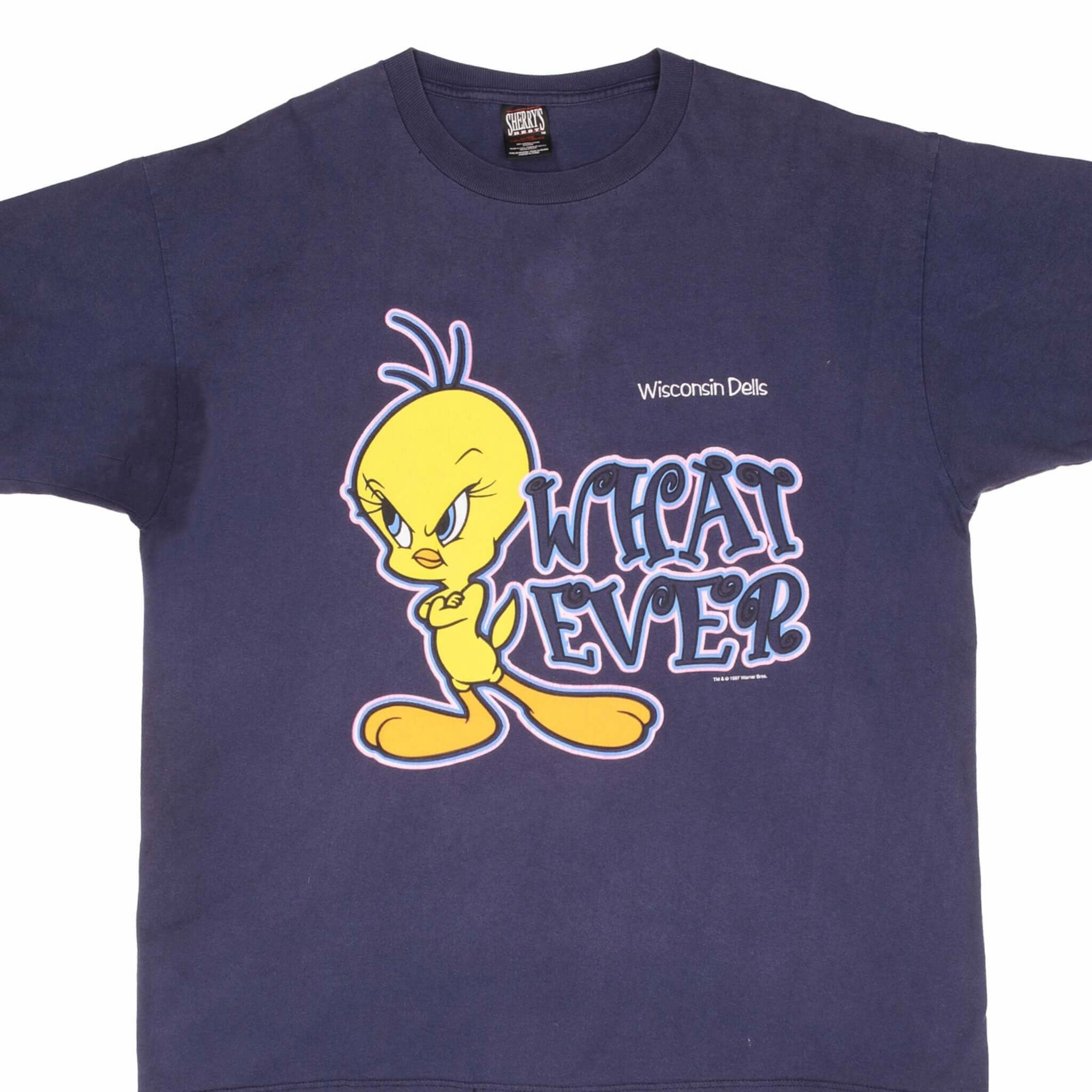 VINTAGE LOONEY TUNES TWEETY WHATEVER TEE SHIRT 1997 SIZE XL MADE IN USA Feminine Touch Casual Choice Wear