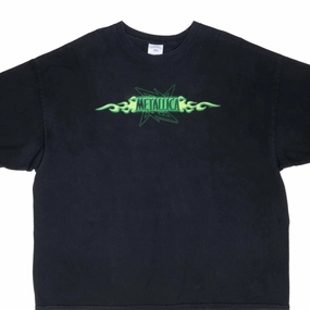 VINTAGE METALLICA GREEN LOGO 2002 BLACK TEE SHIRT 3XL Trendy Basics Wrinkle-Free