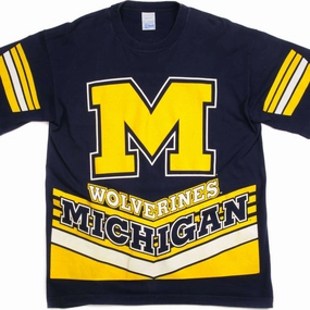 VINTAGE MICHIGAN WOLVERINES TEE SHIRT SIZE LARGE MADE IN USA Textured Surface Chic Vibe
