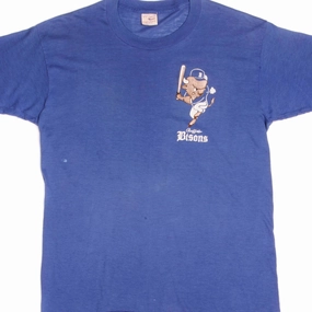 VINTAGE MiLB BUFFALO BISONS TEE SHIRT SIZE LARGE MADE IN USA EARLY 1980s Vintage Wash Effect Quick Fit Performance