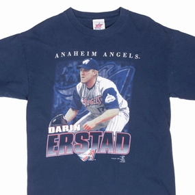 Wear Resistant Fabric VINTAGE MLB ANAHEIM ANGELS DARIN ERSTAD 1999 TEE SHIRT LARGE