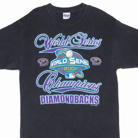VINTAGE MLB ARIZONA DIAMONDBACKS WORLD CHAMPIONS 2001 TEE SHIRT LARGE Hypoallergenic Textile Cozy Wear