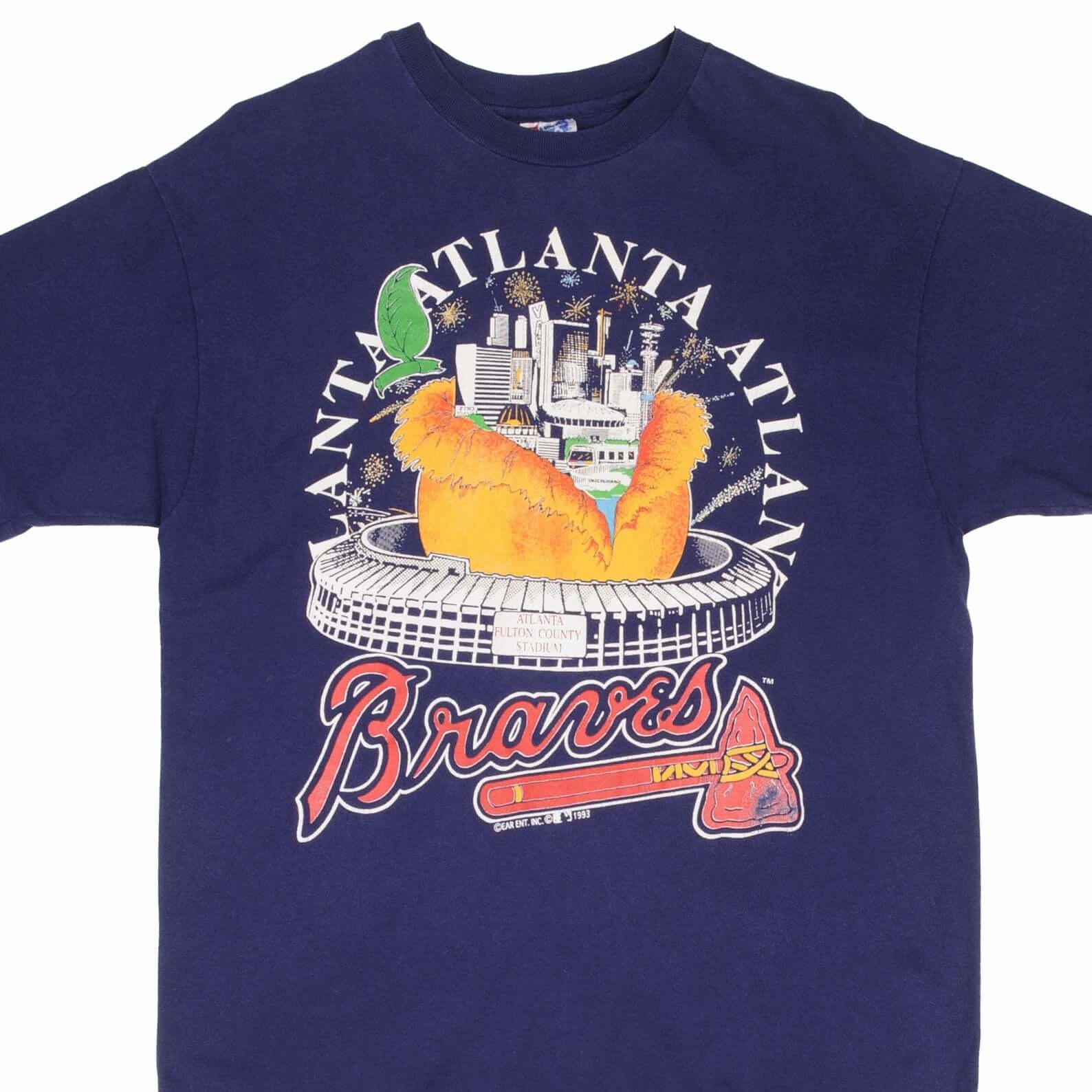 PocketDetail Soft and Flexible VINTAGE MLB ATLANTA BRAVES 1993 TEE SHIRT SIZE LARGE MADE IN USA