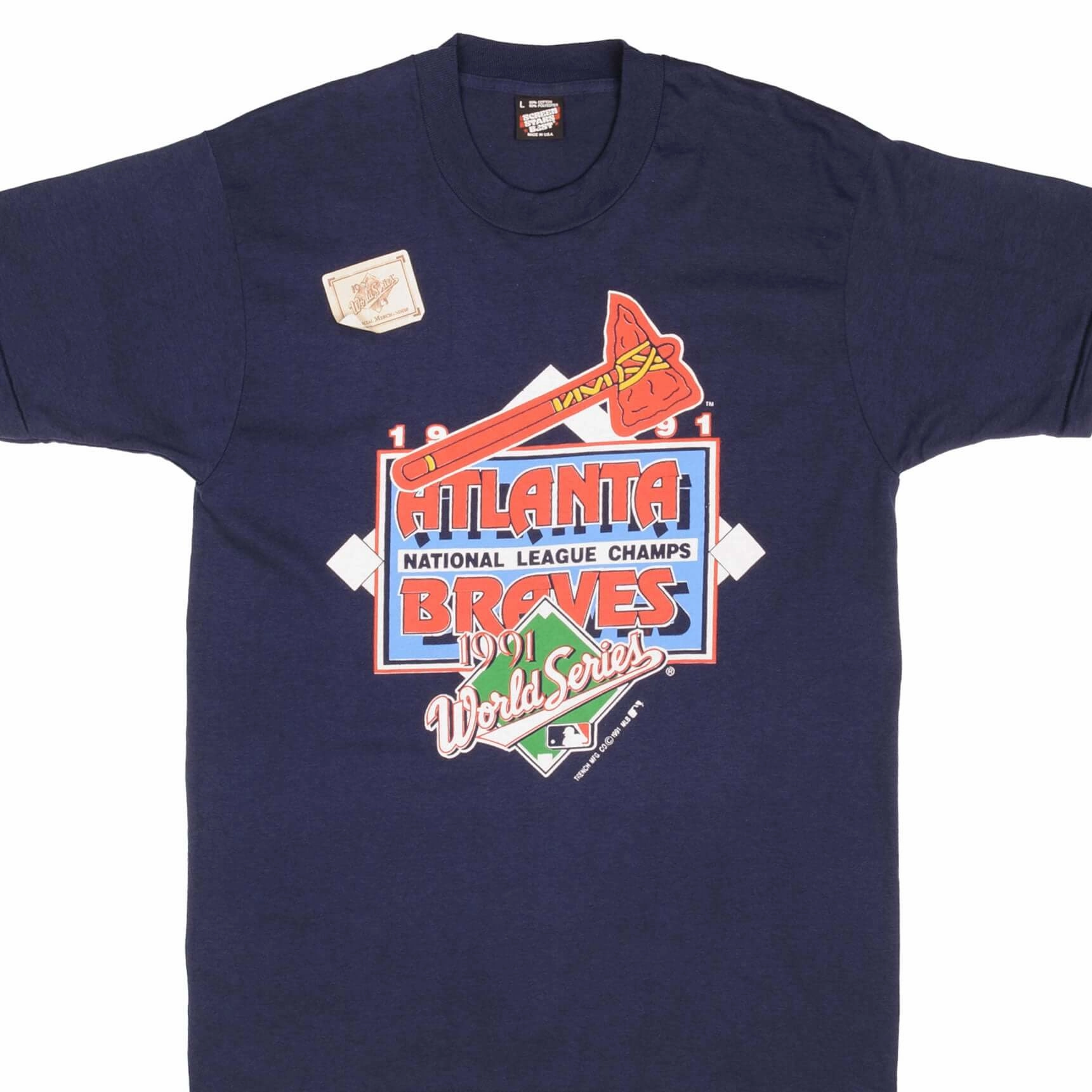 polo neck All-day style VINTAGE MLB ATLANTA BRAVES CHAMPIONS 1991 TEE SHIRT MEDIUM MADE USA DEADSTOCK