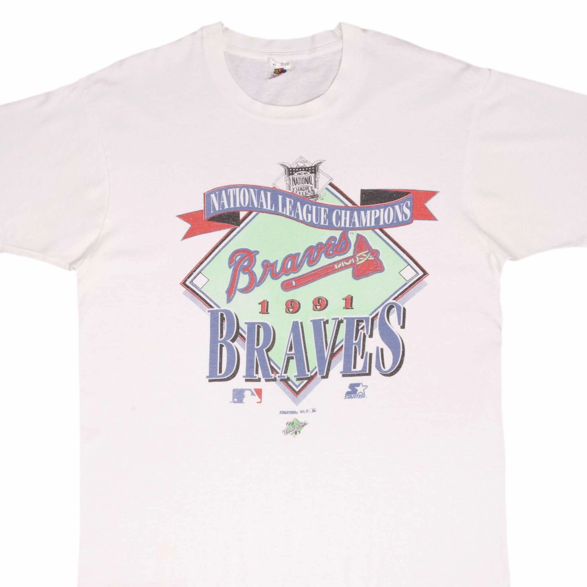 Versatile Fashion VINTAGE MLB ATLANTA BRAVES CHAMPIONS 1991 TEE SHIRT SIZE LARGE MADE IN USA
