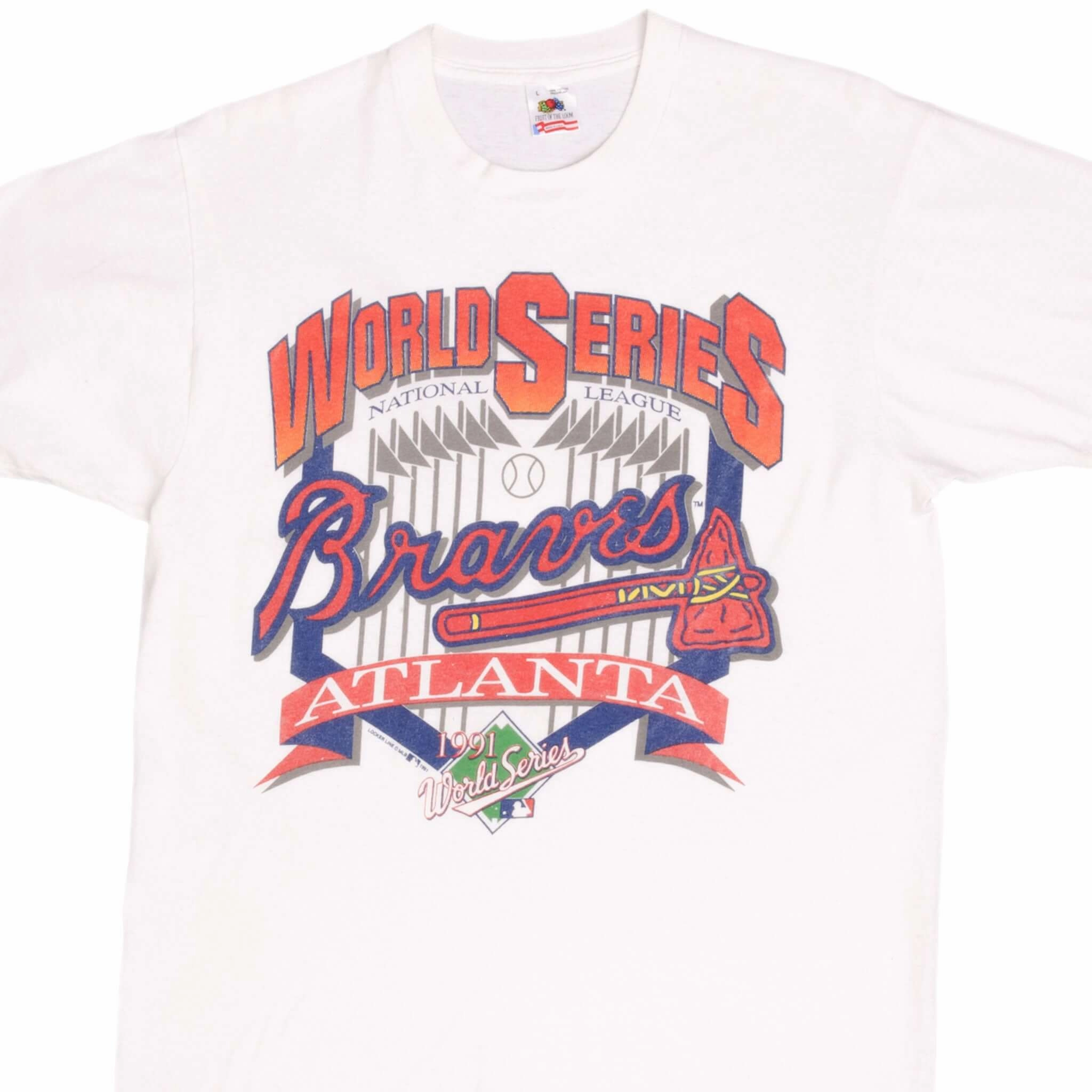FunctionalPockets Side Vent Design VINTAGE MLB ATLANTA BRAVES WORLD CHAMPIONS 1991 TEE SHIRT LARGE MADE IN USA