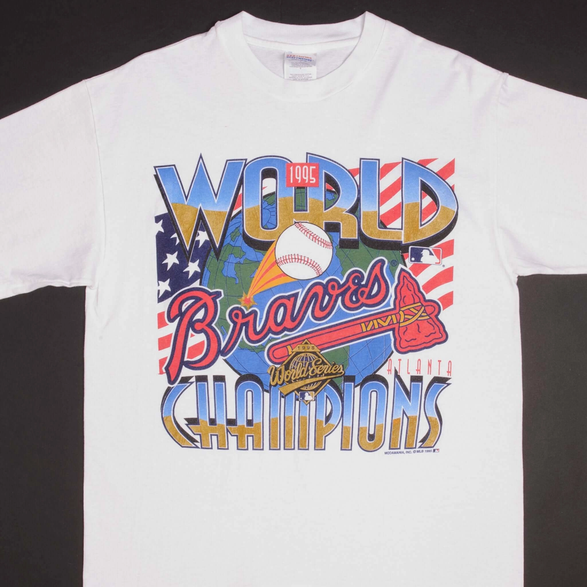 Casual Performance Men's VINTAGE MLB ATLANTA BRAVES WORLD CHAMPIONS 1995 TEE SHIRT LARGE