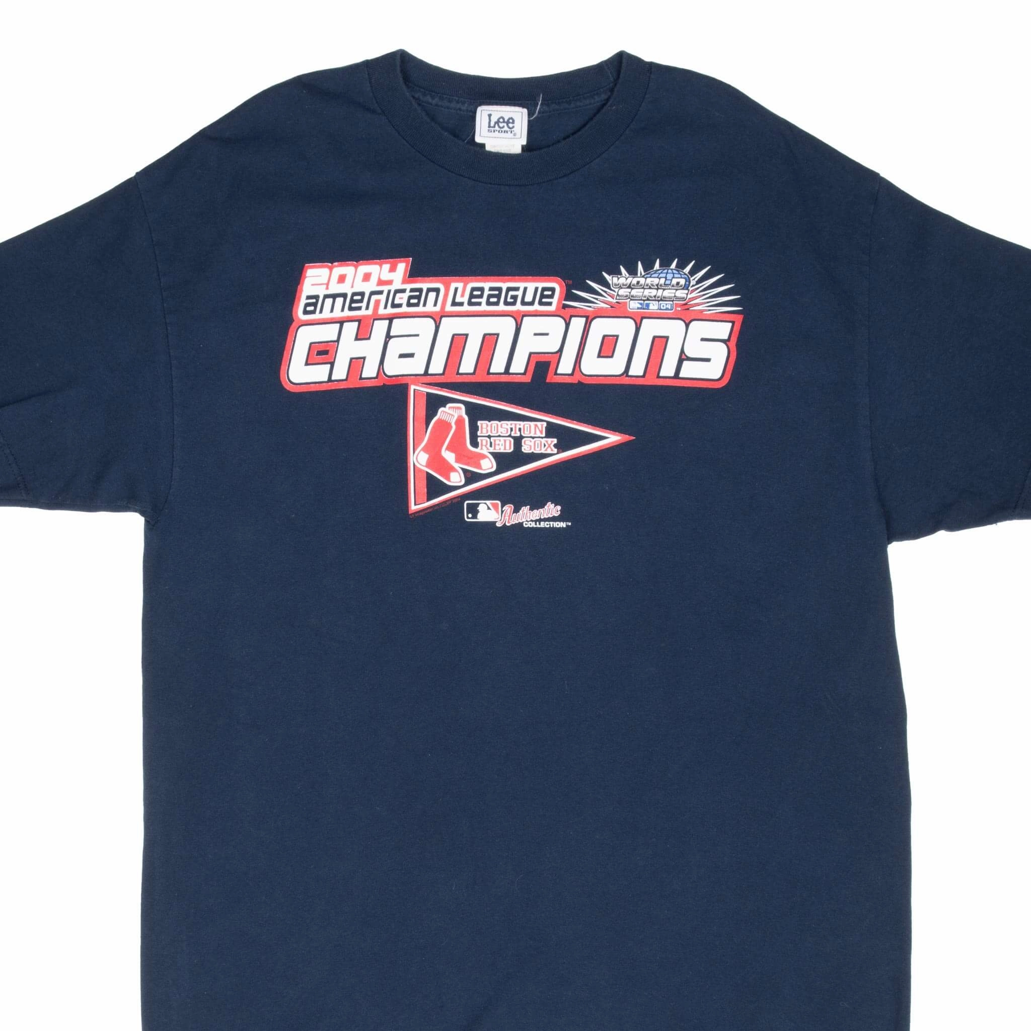 college VINTAGE MLB BOSTON RED SOX AMERICAN CHAMPIONS 2004 TEE SHIRT LARGE