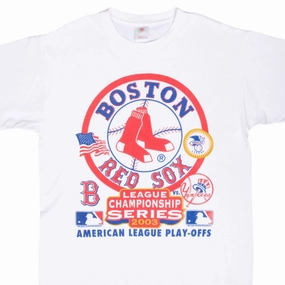 Durable Ribbed Hem VINTAGE MLB BOSTON RED SOX AMERICAN LEAGUE PLAY OFFS 2003 TEE SHIRT LARGE