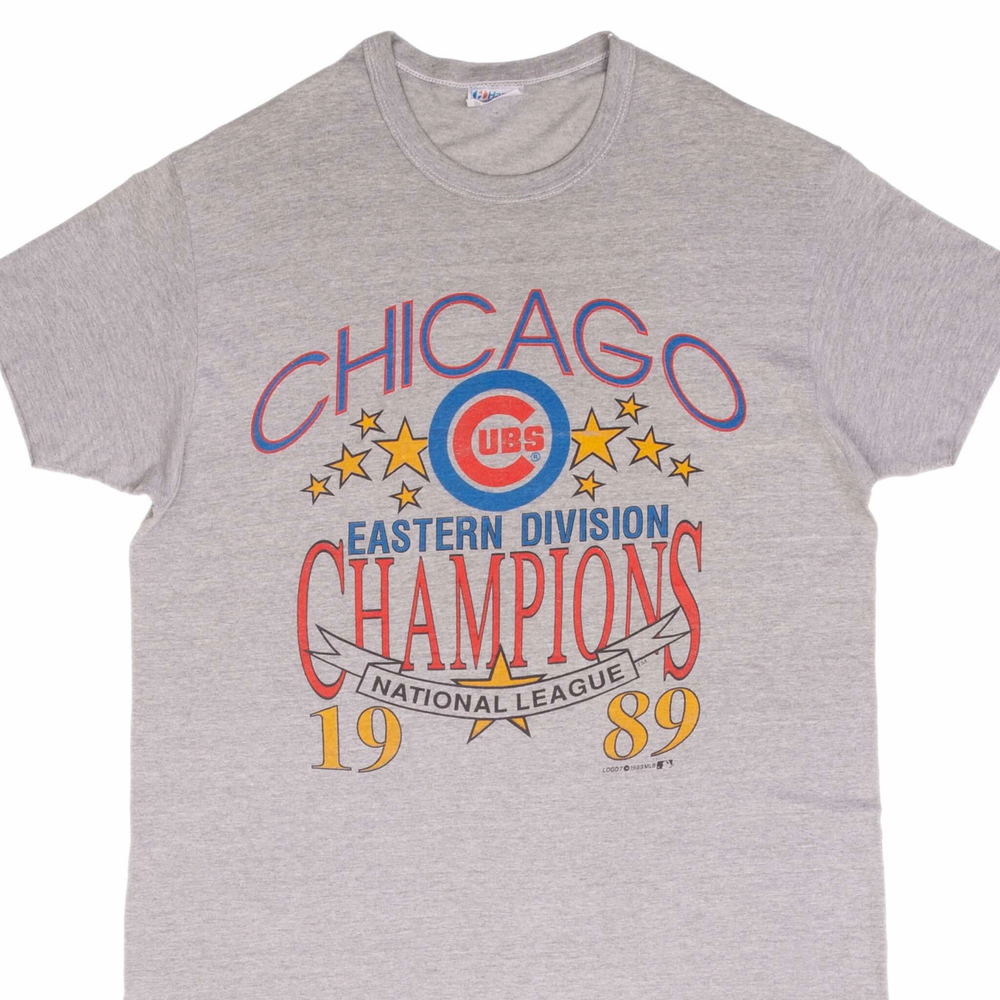 VINTAGE MLB CHICAGO CUBS EASTERN DIVISION CHAMPS 1989 TEE SHIRT LARGE MADE USA Simple and Comfortable Trendy Casual Wear