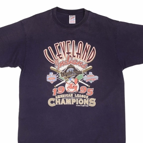 VINTAGE MLB CLEVELAND INDIANS AMERICAN LEAGUE CHAMPIONS 1995 TEE SHIRT SIZE XL Fashion Fit Comfy Top
