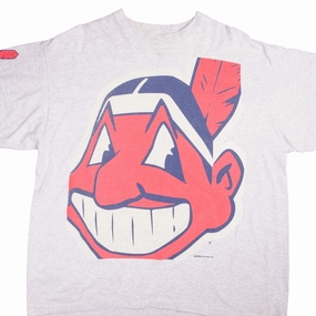 VINTAGE MLB CLEVELAND INDIANS WITH CHIEF WAHOO TEE SHIRT 1995 SIZE 2XL MADE IN USA Casual Performance Fit EasyCareFabric