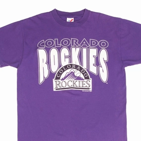 Slim Waistband Flatlock stitching VINTAGE MLB COLORADO ROCKIES TEE SHIRT 1993 SIZE LARGE MADE IN USA