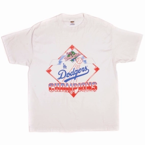 VINTAGE MLB LA DODGERS CHAMPIONS TEE SHIRT 1988 SIZE LARGE MADE IN USA UV protected Simple and Relaxed