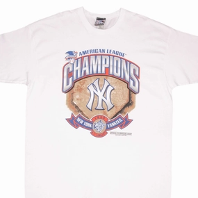 Essential Top Ethically Sourced Materials VINTAGE MLB NEW YORK YANKEES AMERICAN LEAGUE CHAMPIONS 1998 TEE SHIRT SIZE 2XL