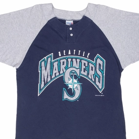 High Density Fabric VINTAGE MLB SEATTLE MARINERS 1997 HENLEY TEE SHIRT XL