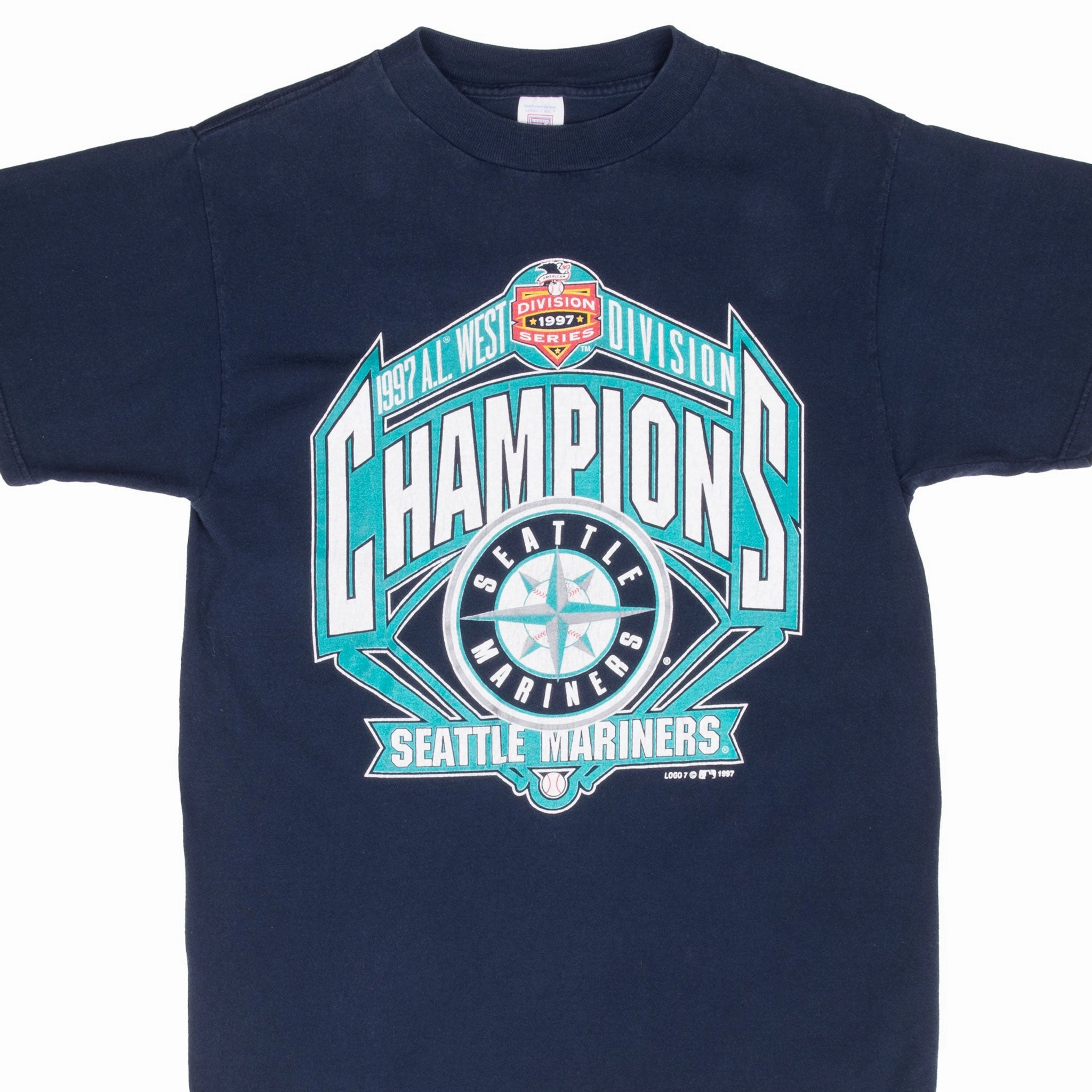 Quick Dry Fit VINTAGE MLB SEATTLE MARINERS CHAMPIONS 1997 TEE SHIRT MEDIUM