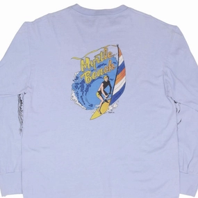 Light Style Trend VINTAGE MYRTLE BEACH LONG SLEEVE SURF TEE SHIRT 1980S LARGE MADE IN USA