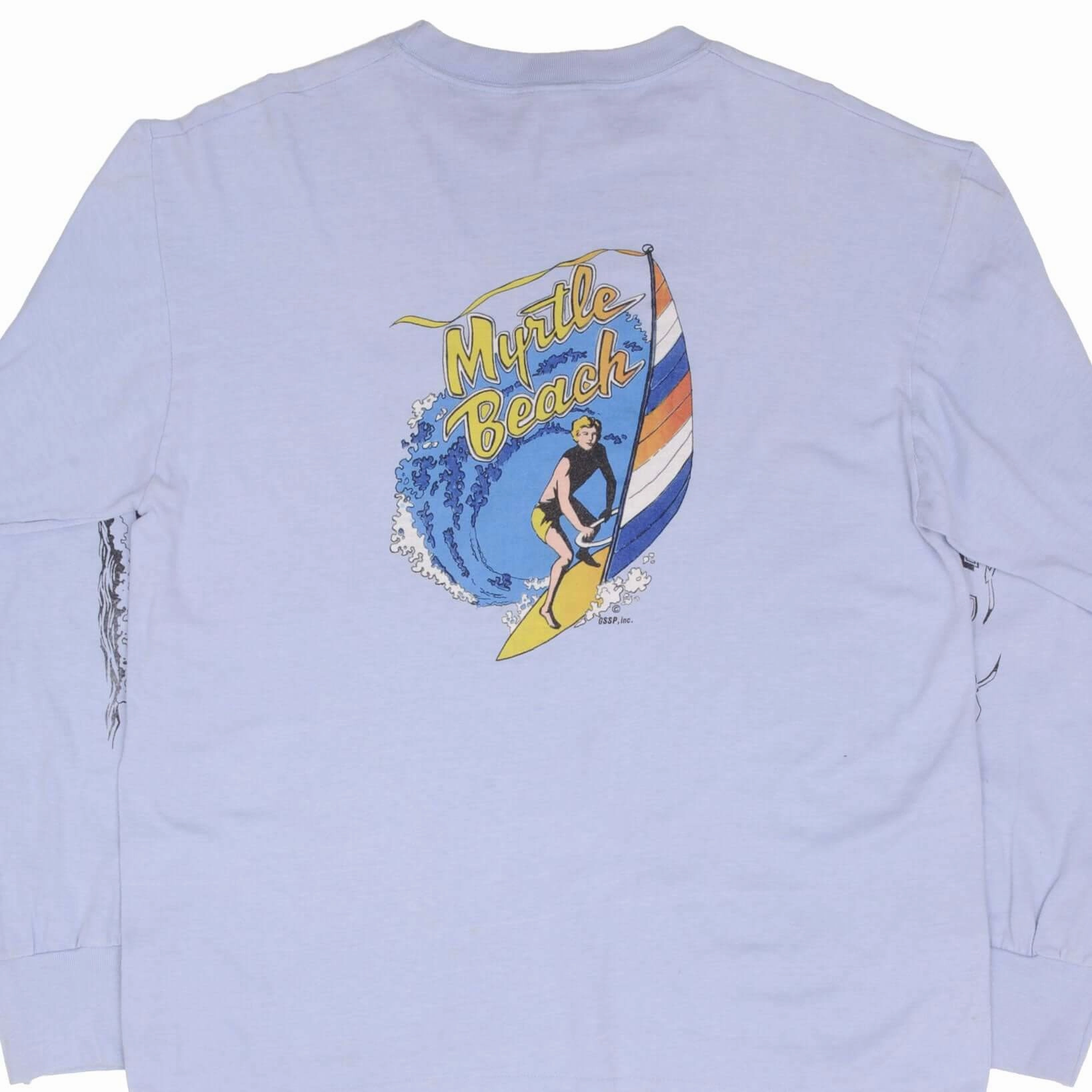 Light Style Trend VINTAGE MYRTLE BEACH LONG SLEEVE SURF TEE SHIRT 1980S LARGE MADE IN USA