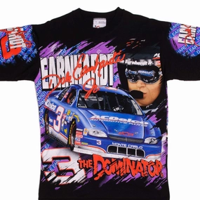 VINTAGE NASCAR ALL OVER PRINT DALE EARNHARDT JR 1990S TEE SHIRT MEDIUM MADE USA Chic Fit